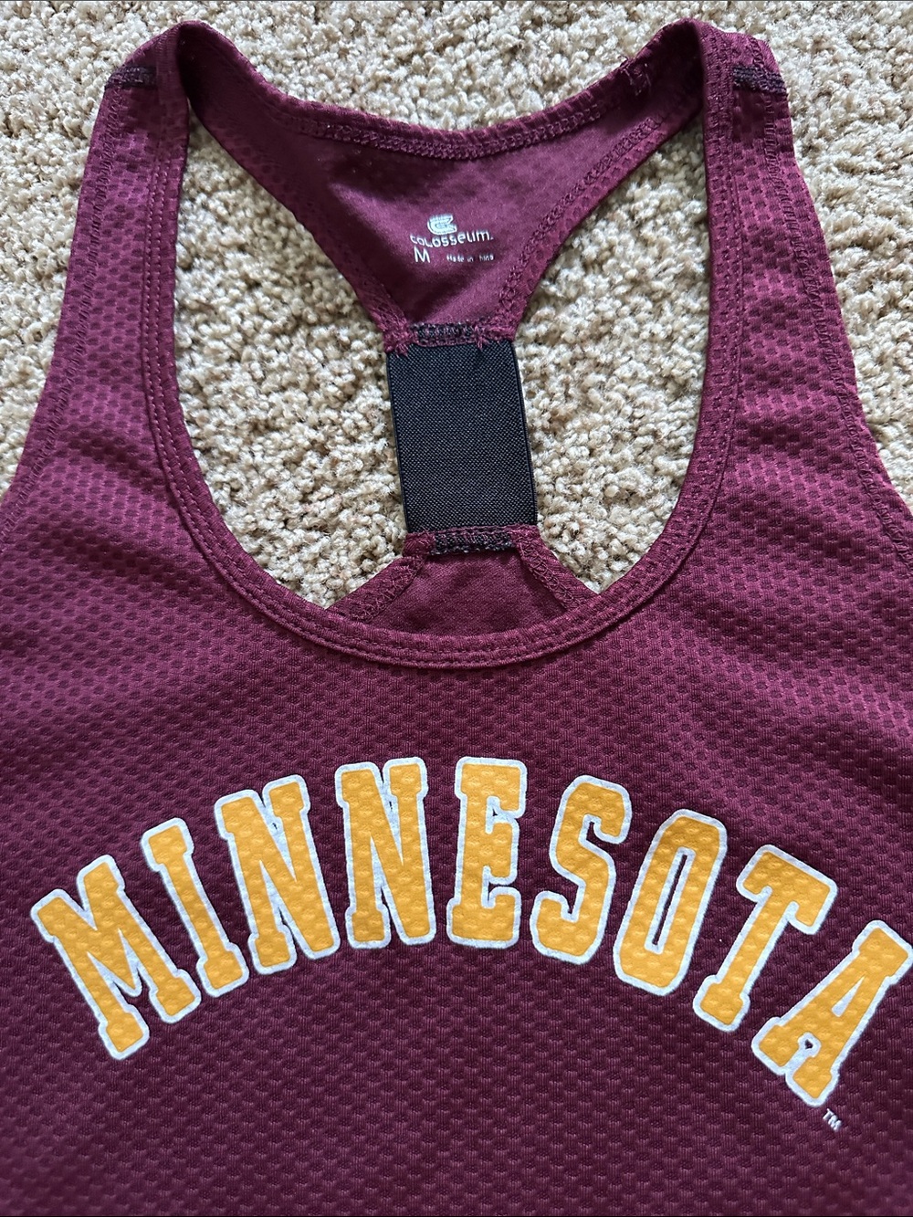 Colosseum Maroon Minnesota Racerback Tank with Gold Lettering - Picture 2 of 2